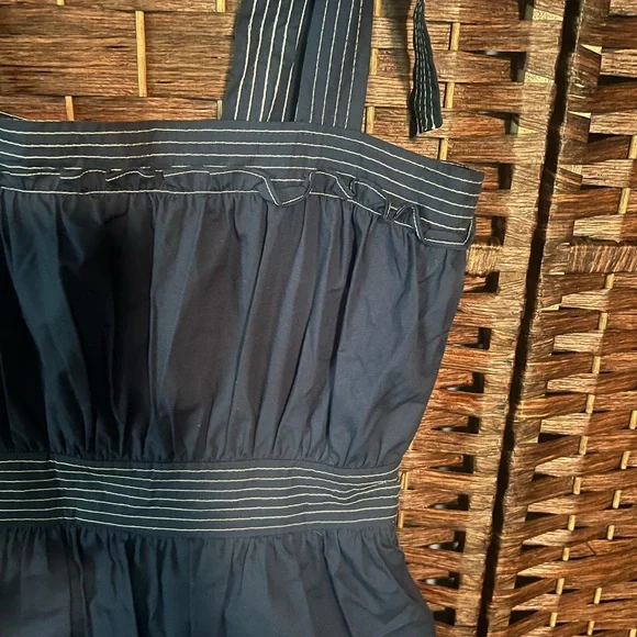 NWOT Elegant Navy Blue Sugar Lips Striped Dress - Picture 3 of 7